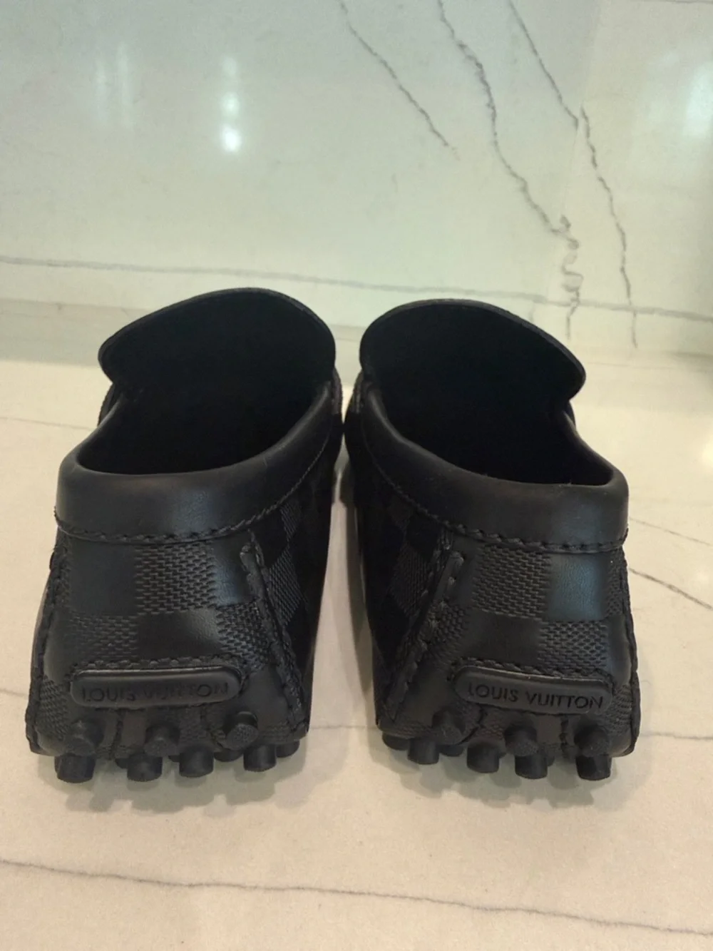 Louis Vuitton Black Men's Checkerboard Slip-On Loafers - Picture 5 of 9